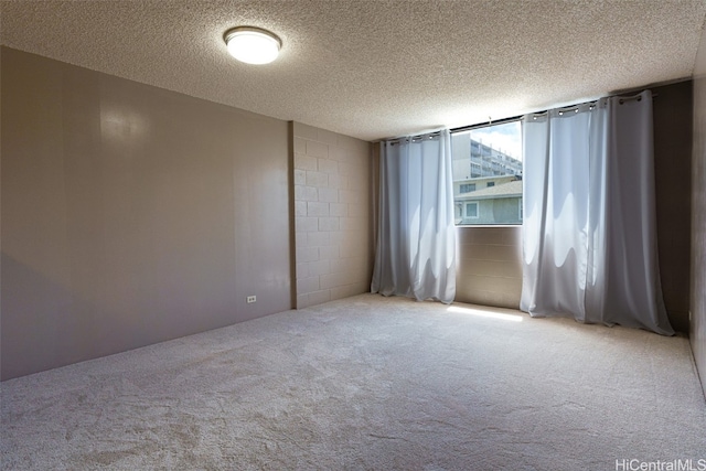 carpeted spare room featuring a textured ceiling