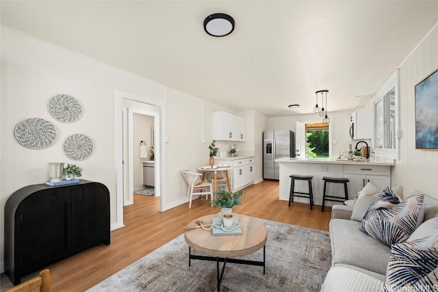 living room with light wood-type flooring