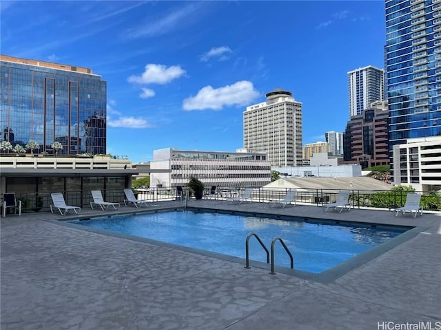 view of pool featuring a patio area