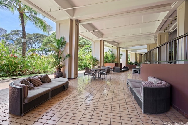 view of patio featuring an outdoor hangout area