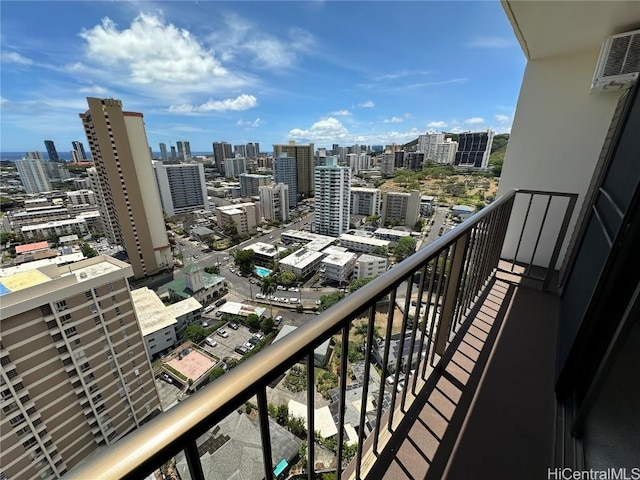 balcony with a wall mounted AC