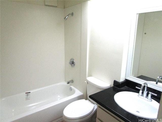 full bathroom with vanity, shower / washtub combination, and toilet