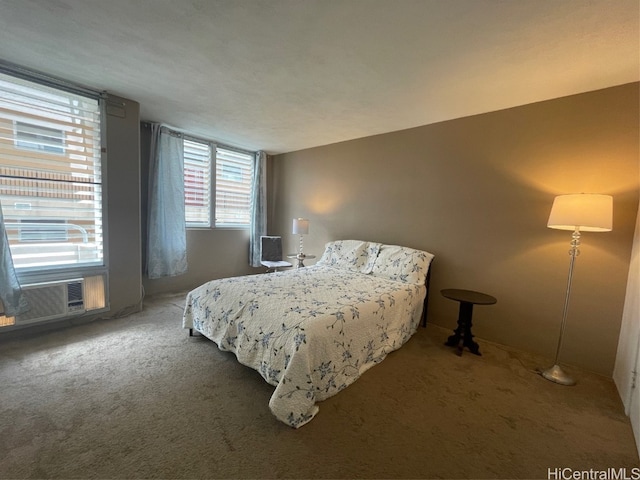 carpeted bedroom with cooling unit