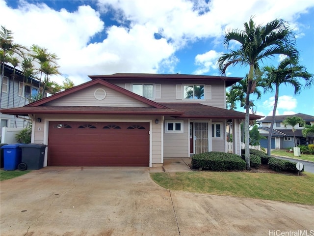 view of front of property with a garage