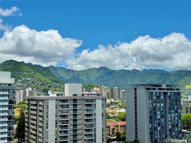 view of mountain feature with a view of city