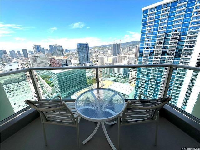 balcony with a view of city