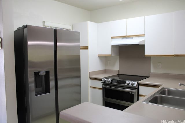 kitchen featuring sink, stainless steel appliances, and white cabinets