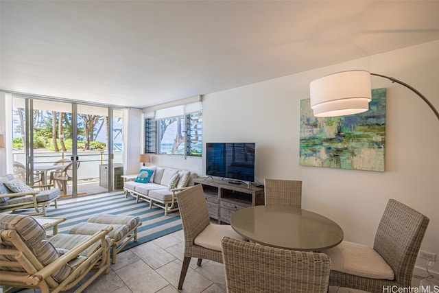 living room with expansive windows