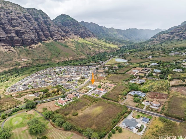 bird's eye view featuring a mountain view