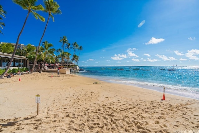 water view featuring a beach view