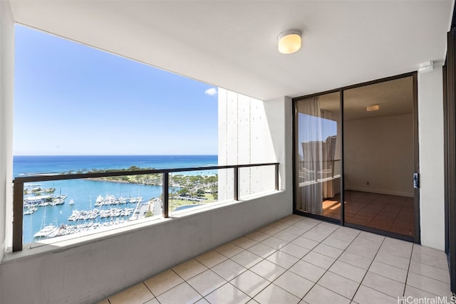 balcony with a water view