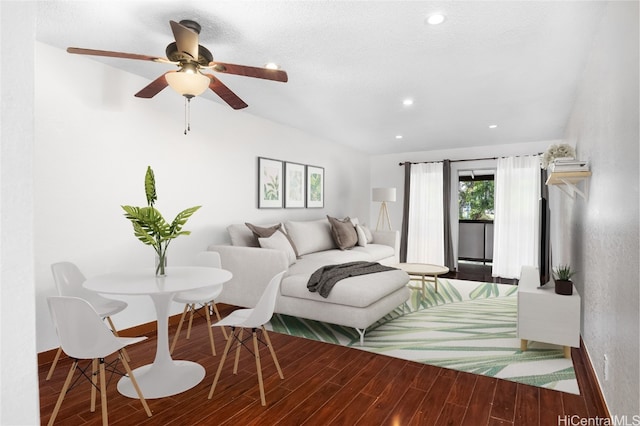 living room featuring ceiling fan