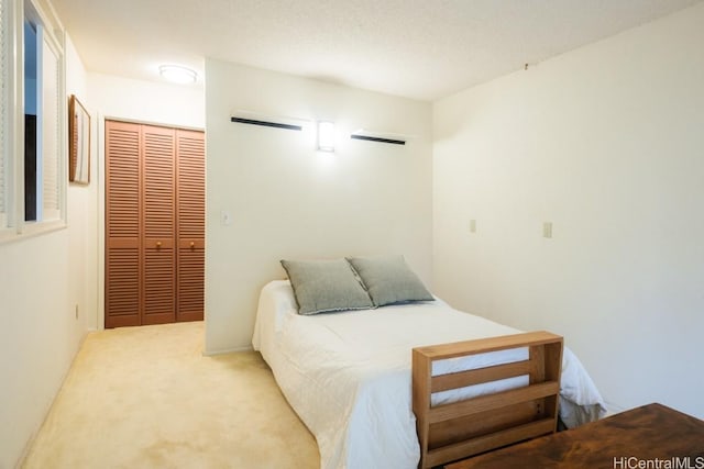 bedroom with a closet and carpet