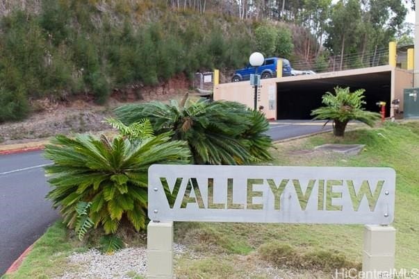 view of community sign