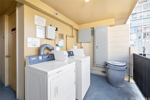 laundry area with washing machine and clothes dryer