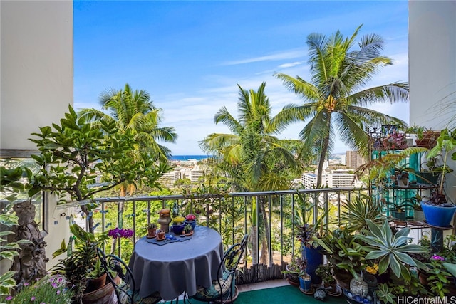 balcony with a water view