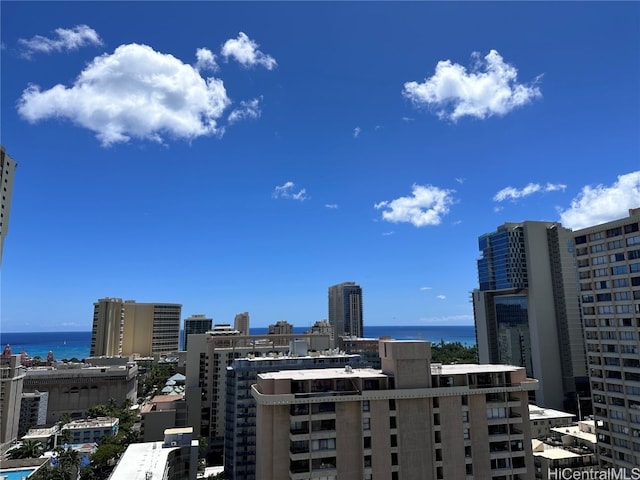 view of city with a water view