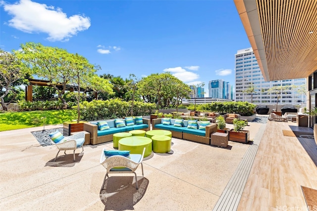 view of patio / terrace featuring an outdoor hangout area