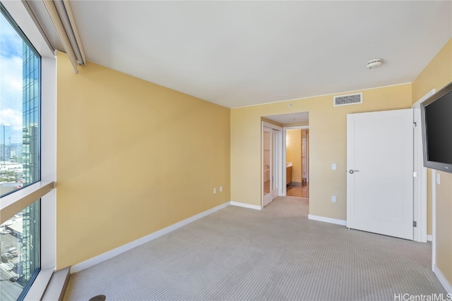 spare room with light carpet and a wealth of natural light