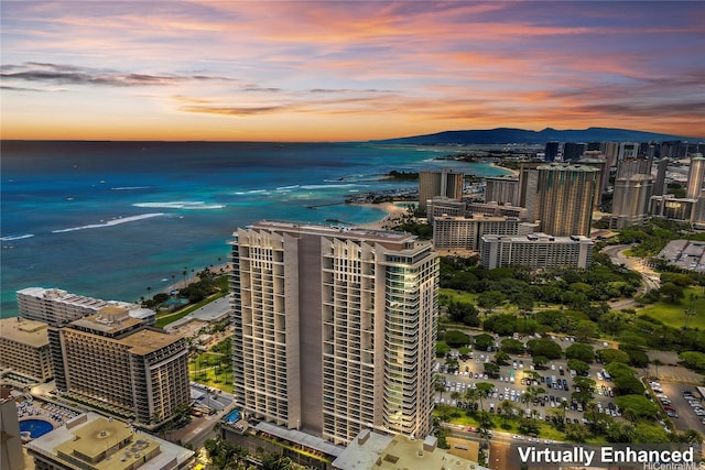 223 Saratoga Rd Unit 3801 Penthouse A, Honolulu, HI 96815 - aerial view at dusk of a water view and a city view