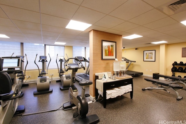 223 Saratoga Rd Unit 3801 Penthouse A, Honolulu, HI 96815 - gym featuring a paneled ceiling and baseboards