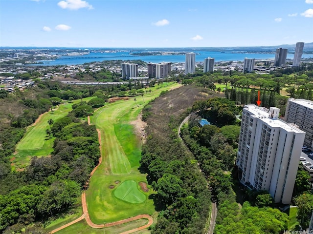 98-707 Iho Pl Unit 2-1404, Aiea, HI 96701 - aerial view of a golf club, a large body of water, apartment complex / building, and a tree filled landscape