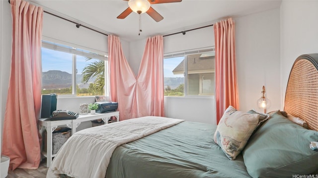 87-1950 Pakeke St Unit F, Waianae, HI 96792 - bedroom with a mountain view and a ceiling fan
