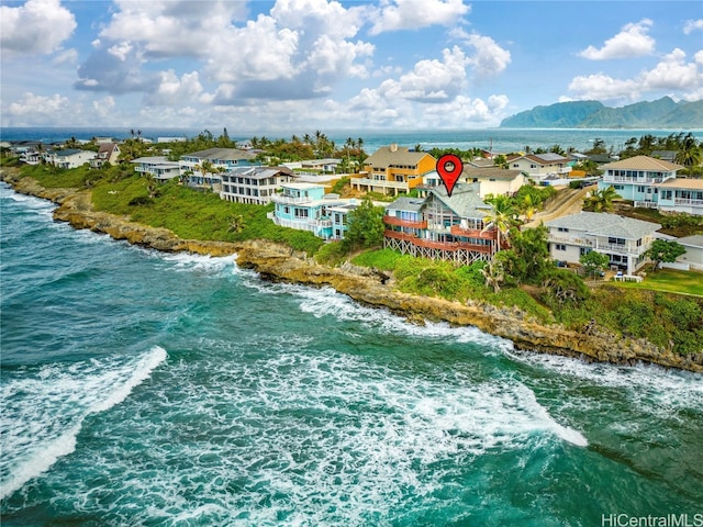 aerial view with a water and mountain view