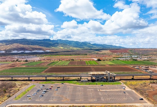 drone / aerial view featuring a mountain view