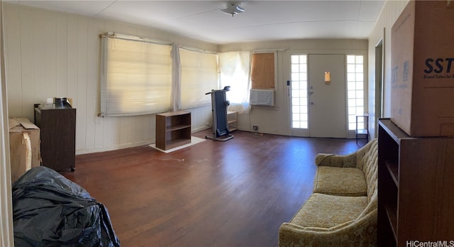 foyer entrance featuring dark wood-type flooring