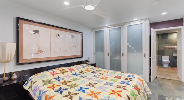 bedroom featuring ceiling fan