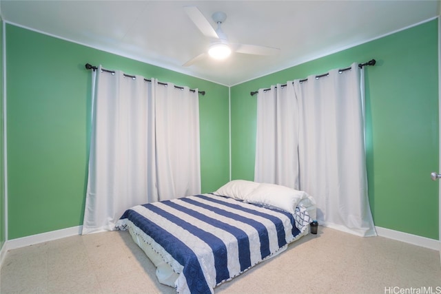 bedroom featuring ceiling fan