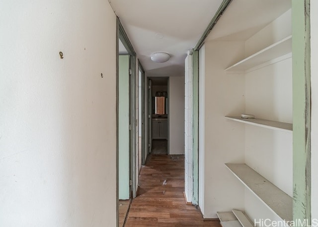 hall featuring dark hardwood / wood-style flooring