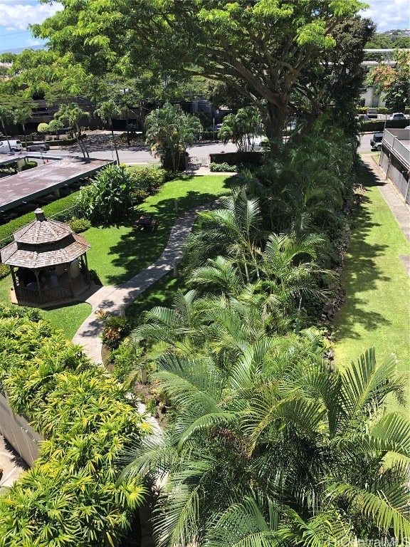 view of community featuring a lawn