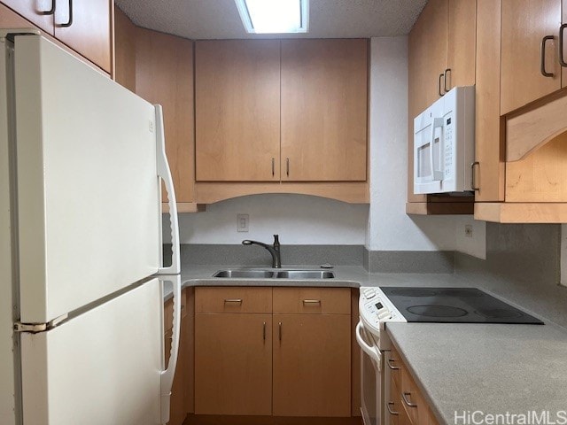 kitchen featuring sink and white appliances