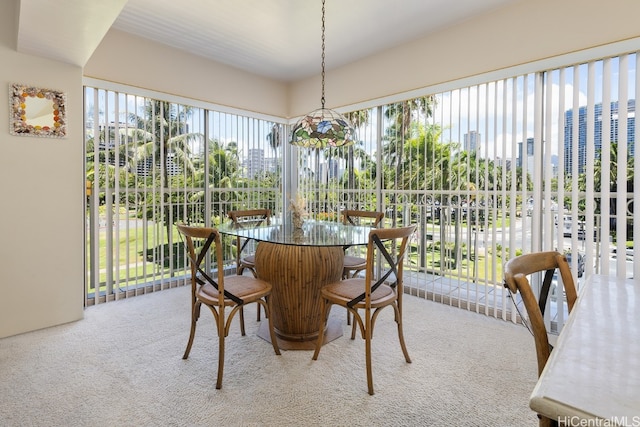 carpeted dining space featuring a healthy amount of sunlight