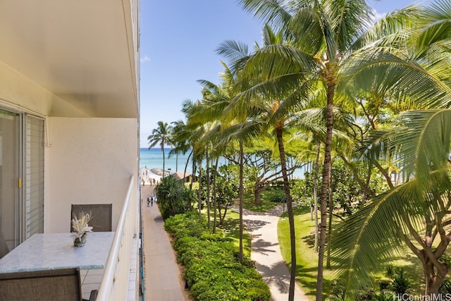 balcony with a water view