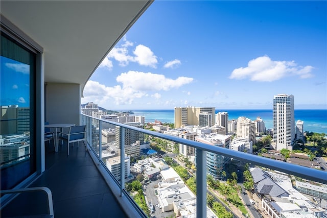 balcony with a water view