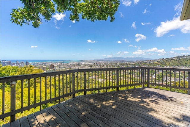 deck with a mountain view