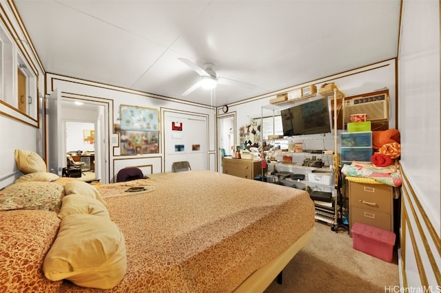 bedroom featuring carpet flooring and ceiling fan