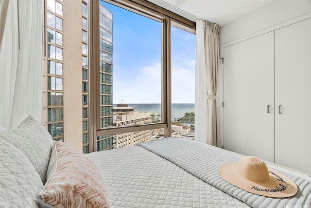 1388 Kapiolani Blvd Unit 3309, Honolulu, HI 96814 - bedroom with a water view and a closet