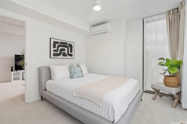 1388 Kapiolani Blvd Unit 3309, Honolulu, HI 96814 - bedroom with a wall mounted air conditioner, light colored carpet, and baseboards