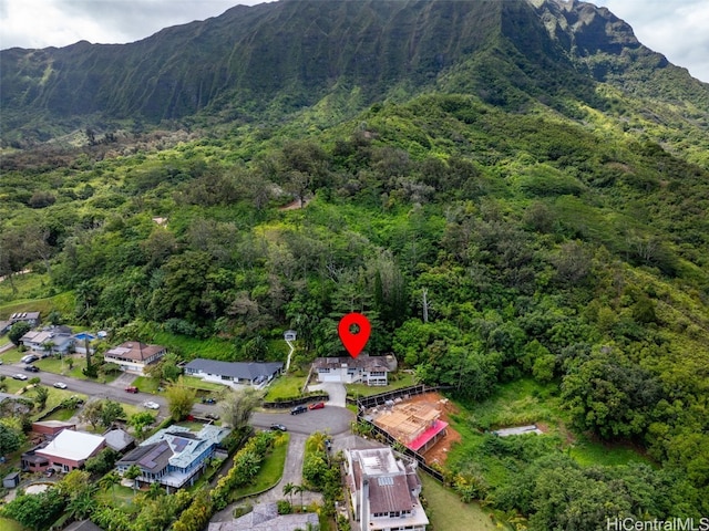 aerial view featuring a mountain view