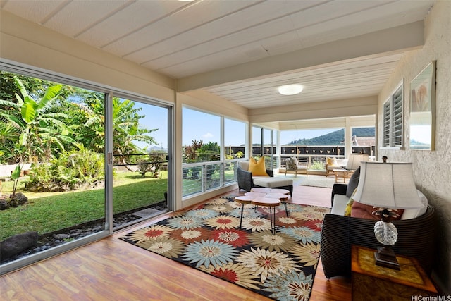 sunroom featuring an outdoor living space