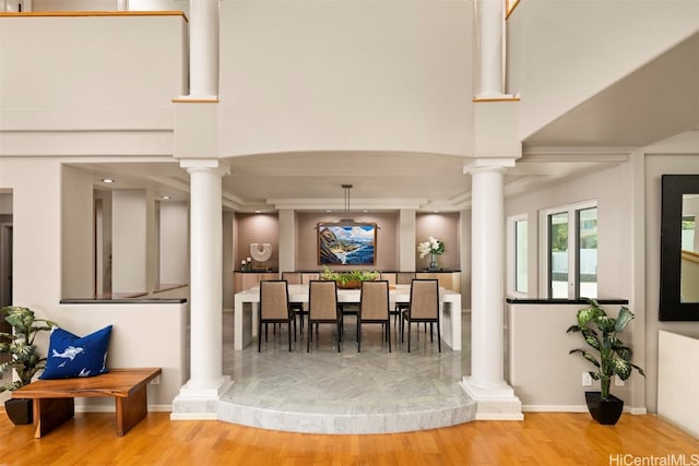 dining room with light wood-type flooring