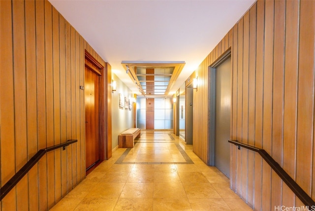 corridor with wooden walls