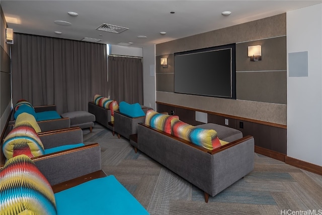 view of carpeted home theater