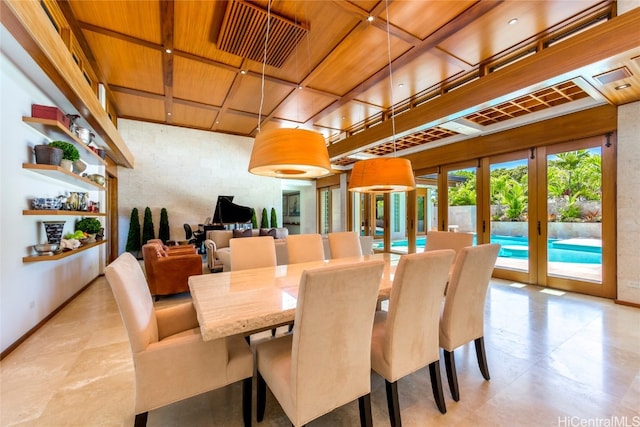 dining space featuring french doors