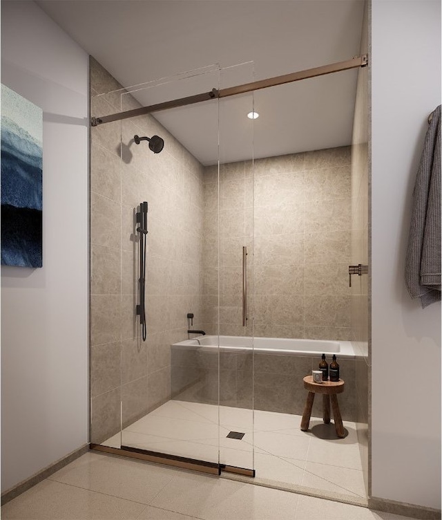 bathroom with an enclosed shower