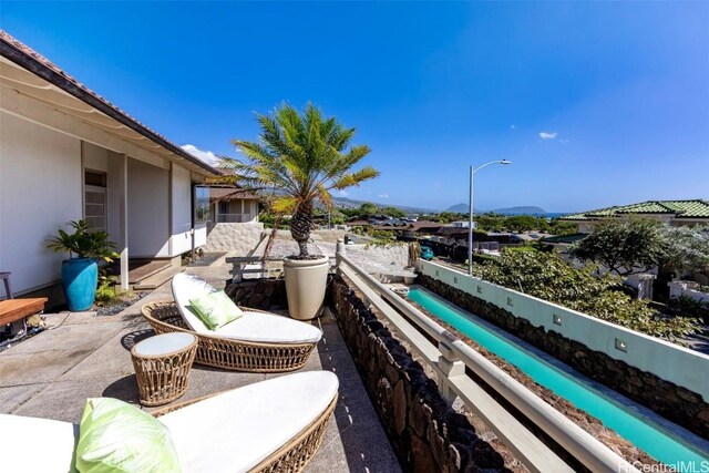 balcony with a mountain view